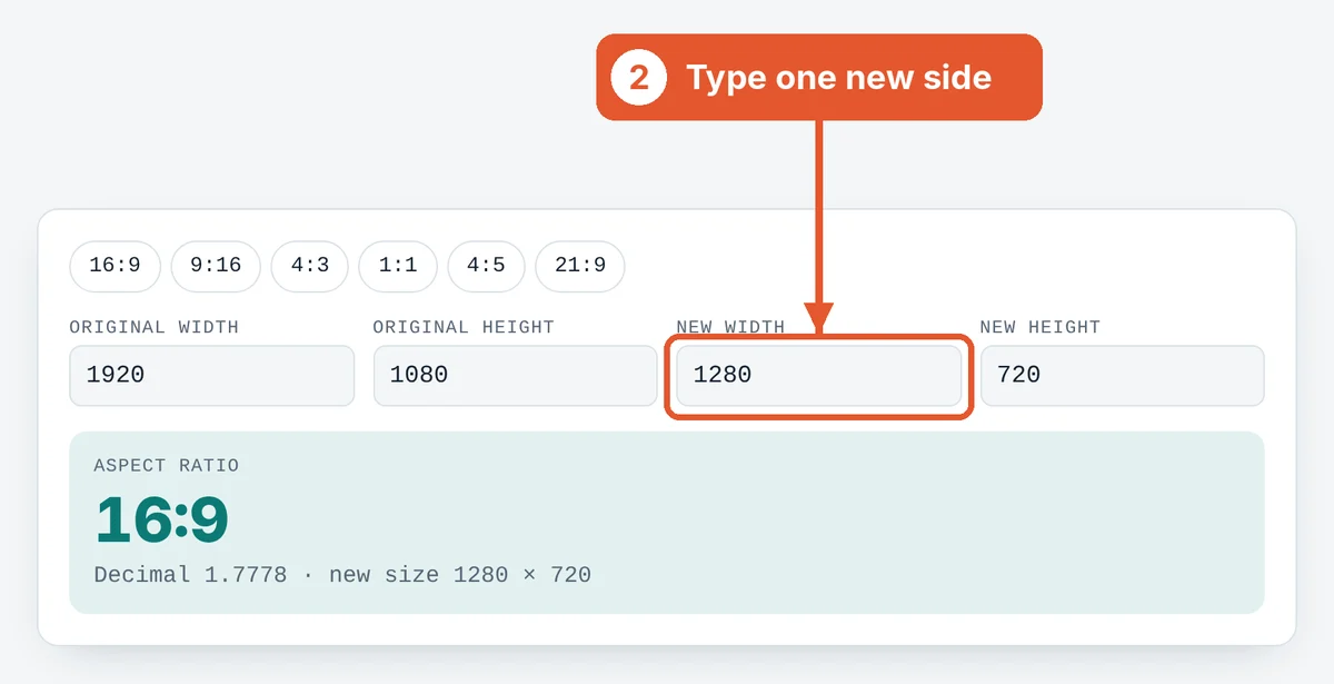 Enter a new width or height on the Aspect Ratio Calculator