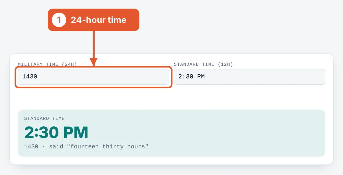 Type the military time on the Military Time Converter
