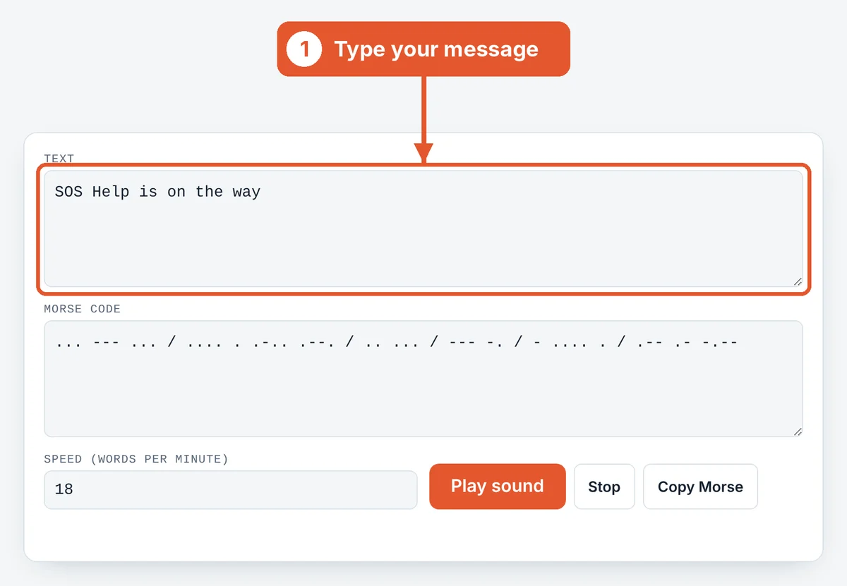 Type your text on the Morse Code Translator