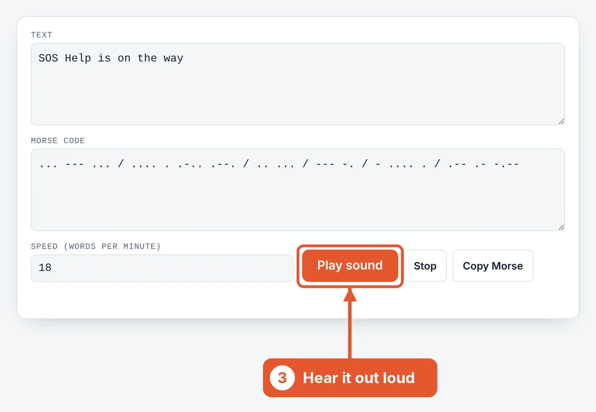 Play or copy it on the Morse Code Translator