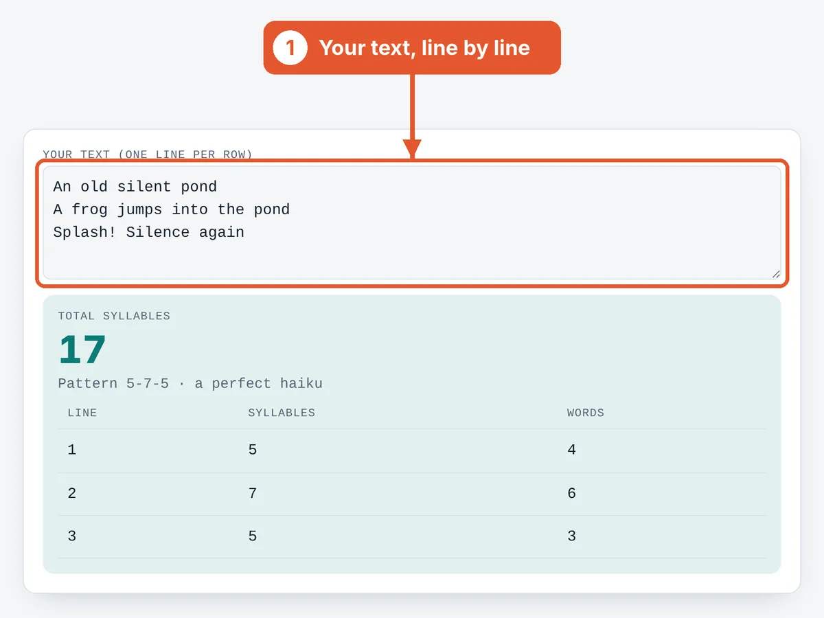Type or paste your text on the Syllable Counter